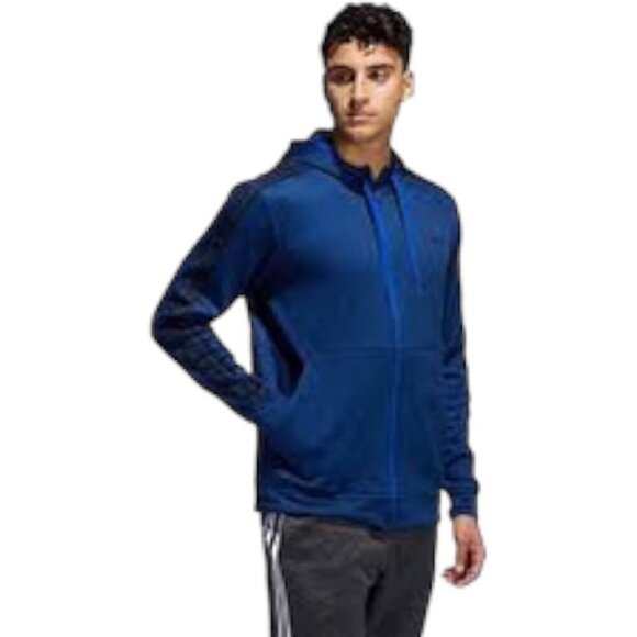 NWT Adidas Blue Tech Full Zip Fleece Hoodie Sweatshirt Medium - Picture 1 of 5